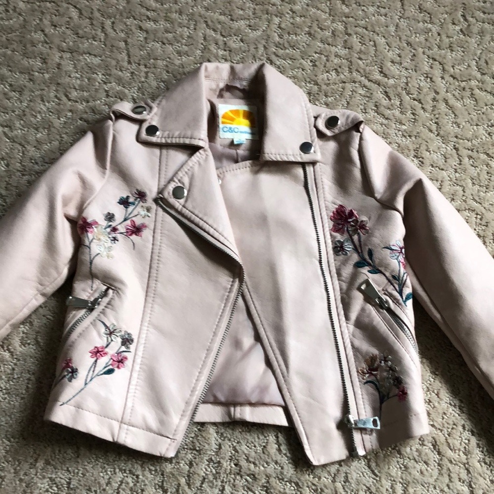 C & C California light pink faux leather jacket